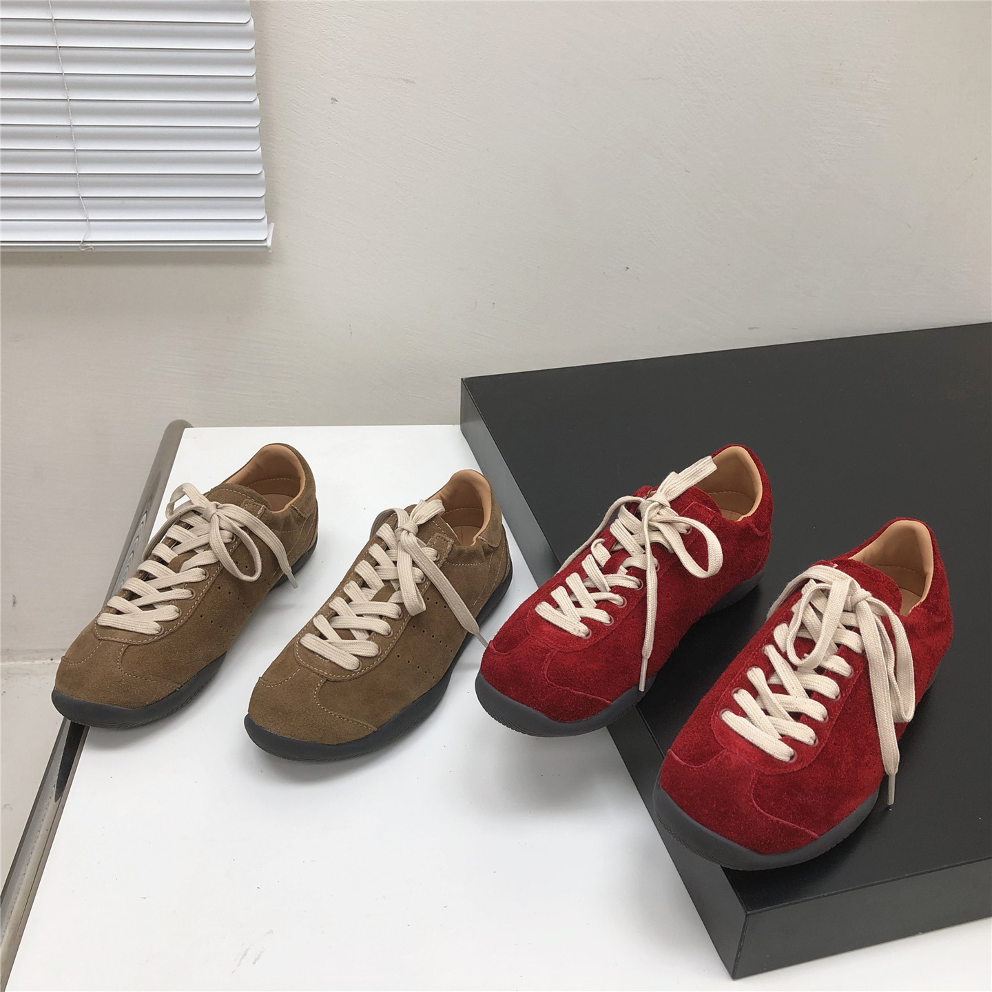 2025秋季新款真皮牛皮圆头平底舒适休闲百搭德训鞋系带女单鞋,女鞋,德训鞋,淘宝优惠券,粉丝福利购,淘宝优惠卷