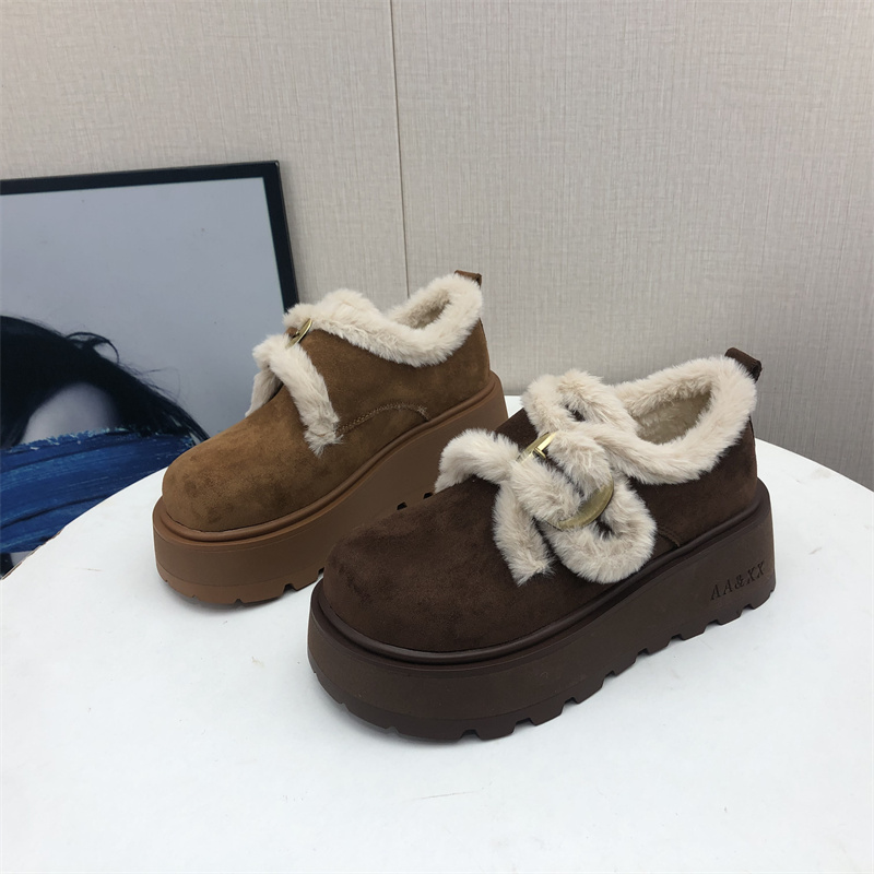 森系绒面加绒保暖女生厚底勃肯鞋