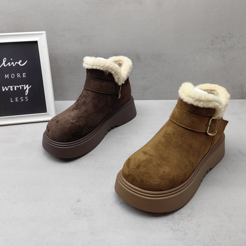冬季加绒保暖厚底增高女款勃肯鞋