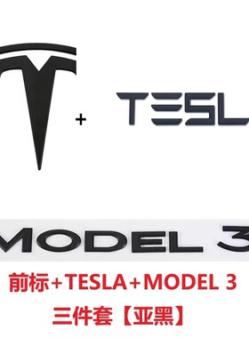 适用特斯拉车标modelY3车标黑化毛豆3yT前标尾标黑色TESLA字母标