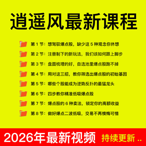 作手逍遥风系列课之爆点低吸体系票趋势票炒股票视频课程