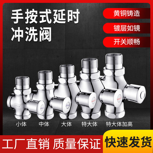 全铜延时手按式冲水阀蹲便器大便冲洗阀厕所阀门自闭式冲洗阀开关