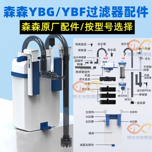 森森耀蓝YBF/YBG过滤配件增氧鸭嘴出水加深延长螺母油膜底吸网罩