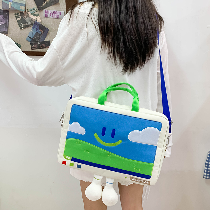 ins风电脑包斜挎两用电脑包14寸