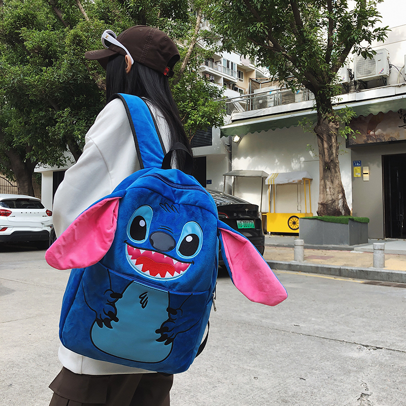 卡通毛绒大容量大学生校园背包