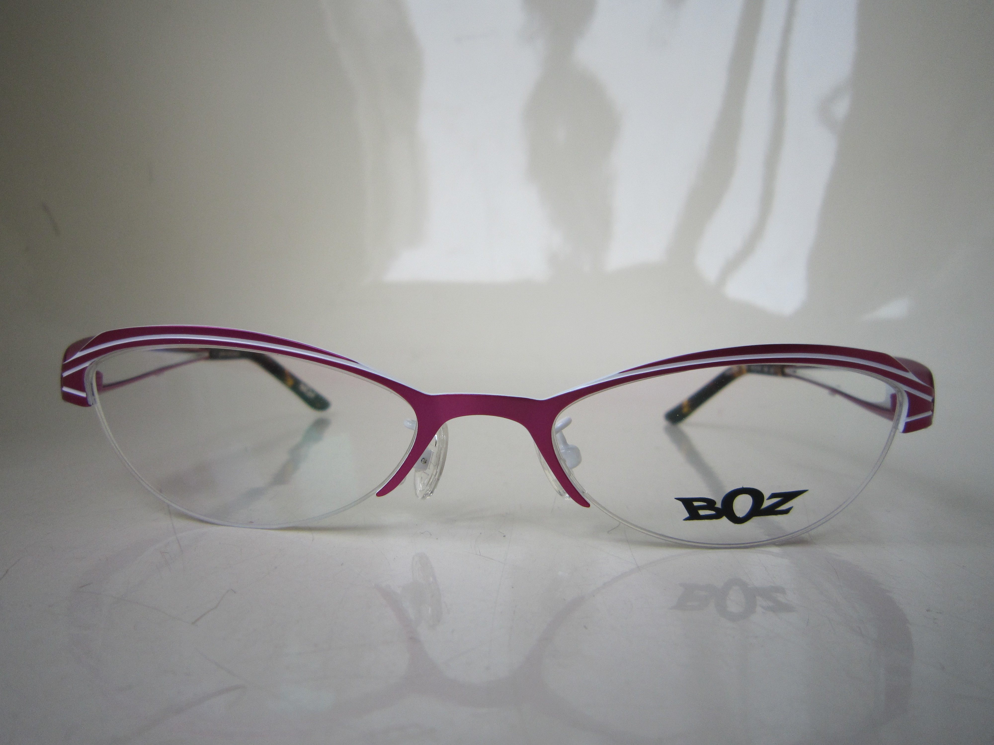 BOZ PLATINE 7541 红色 半框 小脸女平面镜 近视眼镜