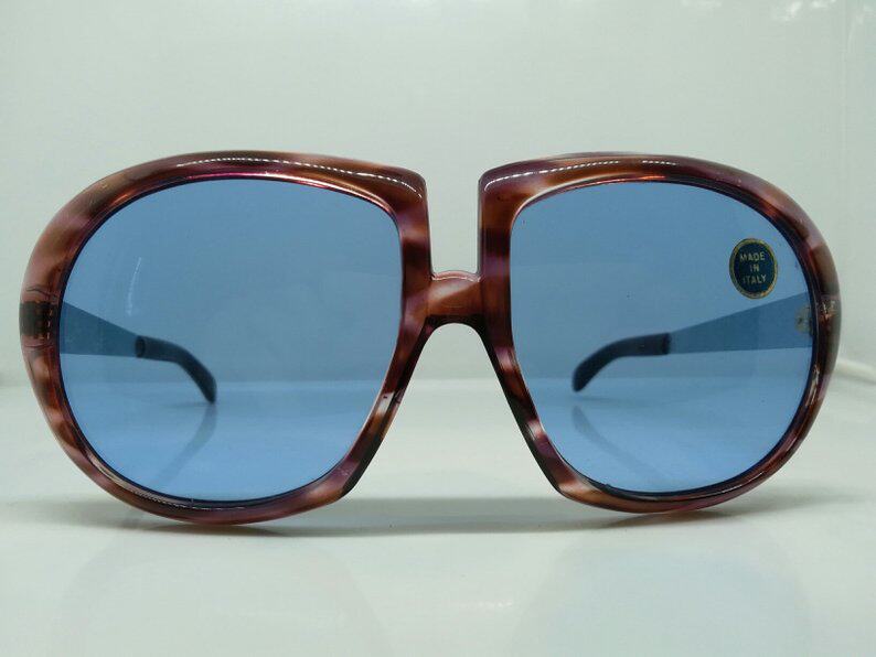 VINTAGE 70年代 女士 大框墨镜 个性太阳镜 玻璃镜片 意大利