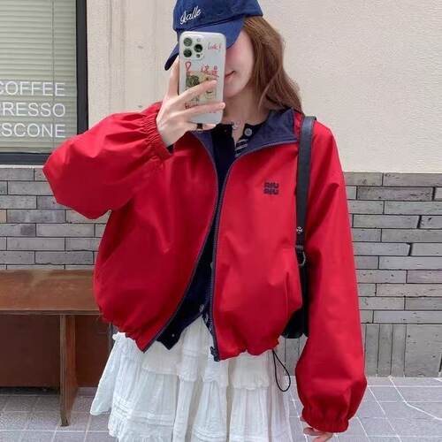 两面穿立领短款夹克女小个子