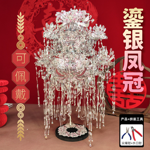 钢达鎏银鎏金凤冠手工可佩戴diy立体拼图金属拼装模型新婚礼物