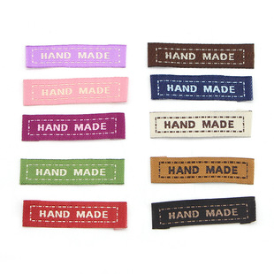 现货刺绣水洗标HANDMADE装饰织唛 彩色布标DIY发饰头饰品布标50