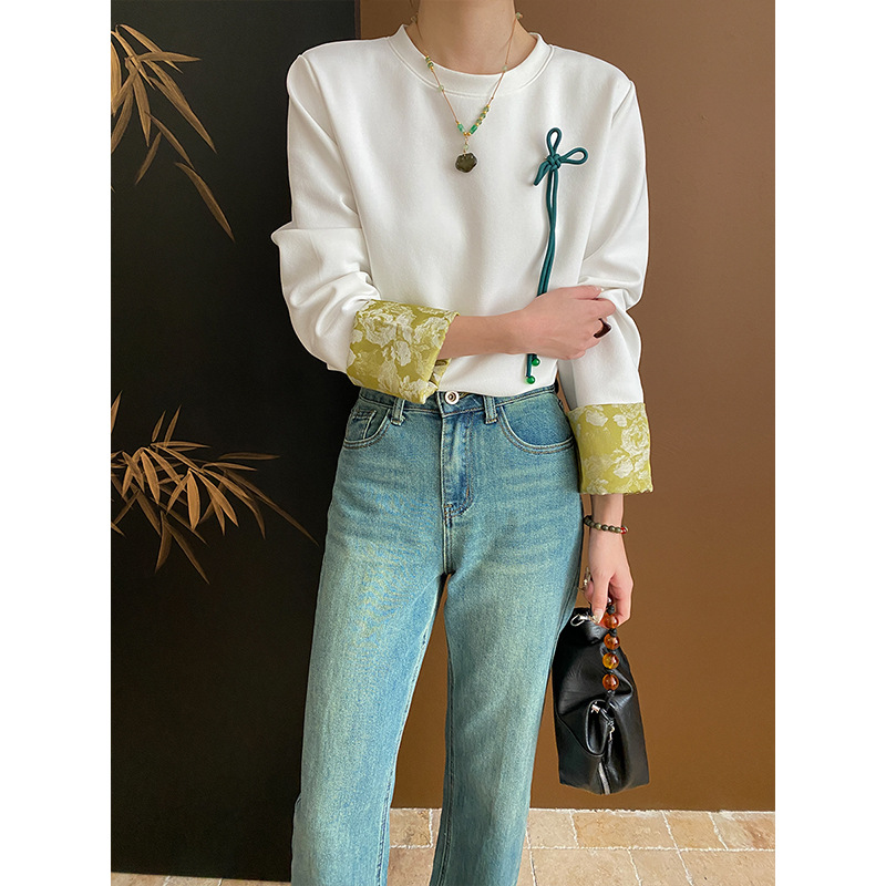 司南小众设计新中式中国结提花设计感卫衣2025秋冬新款上衣SN5392