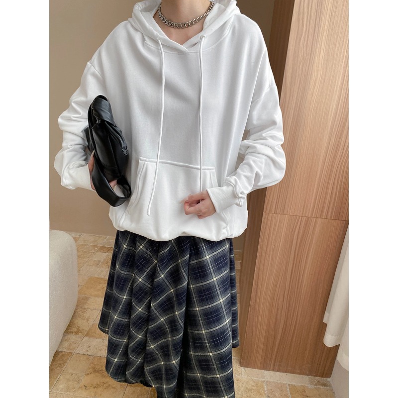 司南 街头博主风 曲折造型帽绳 落肩廓形宽松休闲连帽卫衣 SN8009