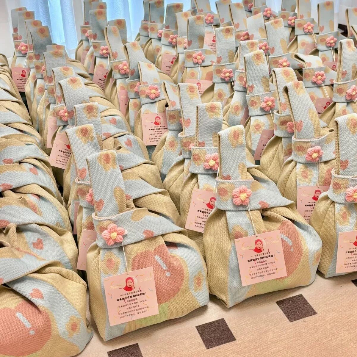 针织手拎小包宝宝满月宴伴手礼袋生日礼品袋婚礼喜糖伴手礼手提袋