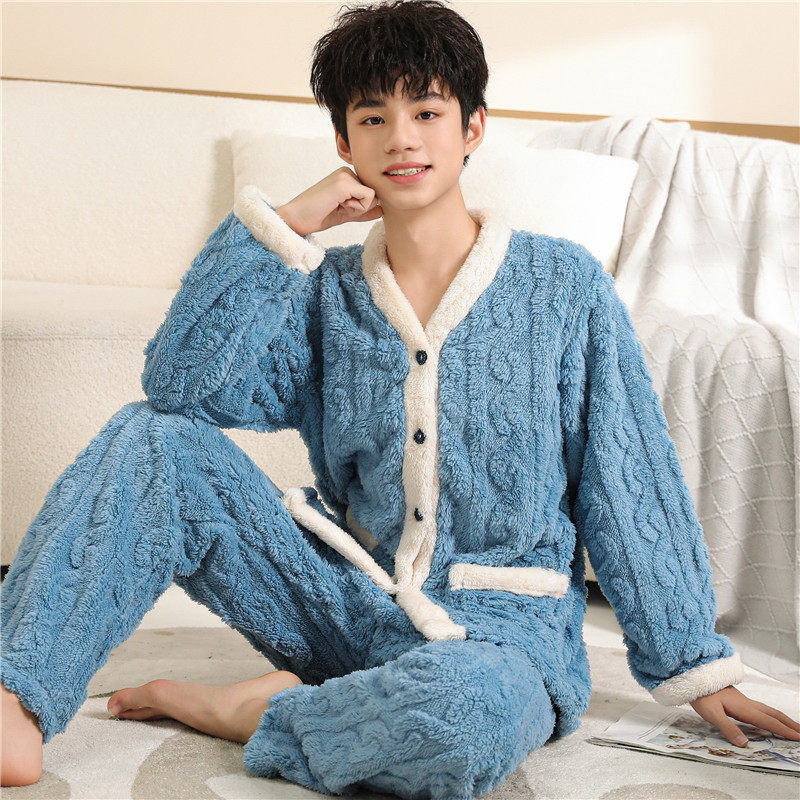 大码法兰绒家居服套装冬季