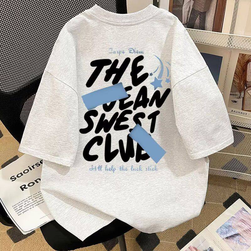 100%纯棉特大码白色短袖t恤男夏季港风ins潮牌半截袖大码宽松重磅