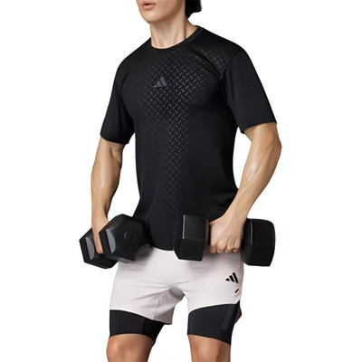 Adidas/阿迪达斯 Power WORKOUT 凉感条纹速干健身T恤短袖 IN5622