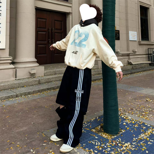 Adidas/阿迪达斯 三叶草 吴艳妮同款可拆卸阔腿牛仔裤长裤 JD0082