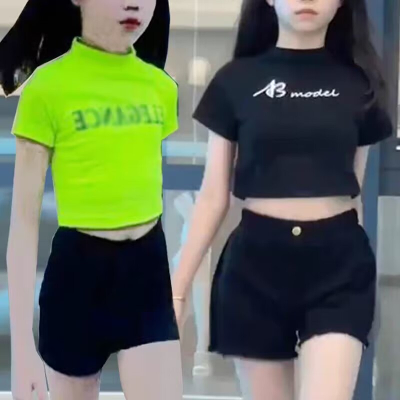 儿童模特训练服装童模练功服女童少儿形体礼仪服新款夏季套装校服