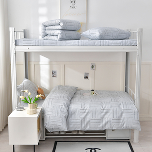 学生宿舍床上用品0.9m上下铺床单被套90x200床笠款全棉纯棉三件套