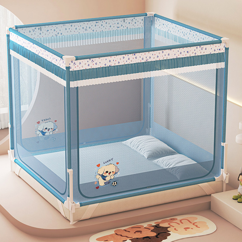 家用卧室坐床蚊帐防摔全底外穿支架全罩式宝宝全封闭防掉床防蚊虫