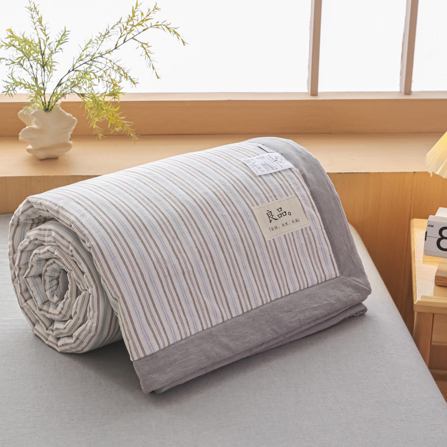 家用夏凉被棉花被100%纯棉花可机洗空调被条纹被子宿舍单人被芯薄