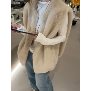 仿皮草马甲女秋冬无袖背心皮毛一体水貂毛毛马甲外套2026新款女款