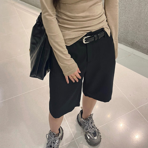 黑色中裤西装短裤五分裤子女