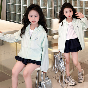 儿童防晒衣轻薄透气女童皮肤衣连帽锦纶夏款速干男童连帽皮肤衣