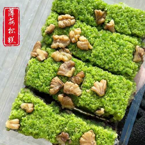 苏州美食特产苏式糕点糕团点心薄荷松糕现做松花团糍毛团明月楼