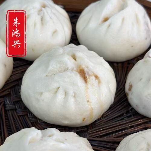 苏州美食特产每日现做朱鸿兴菜包豆沙鲜肉三丁玫瑰包子顺丰快递