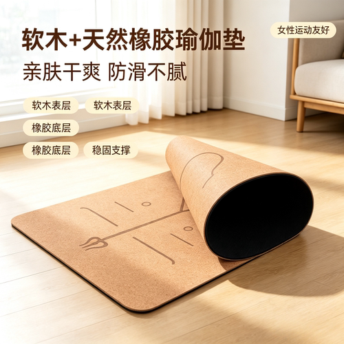 软木橡胶瑜伽垫防滑亲肤自然无味