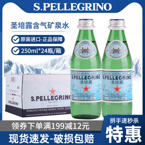 意大利进口圣培露苏打水含气天然矿泉水整箱气泡水250ml*24小瓶装