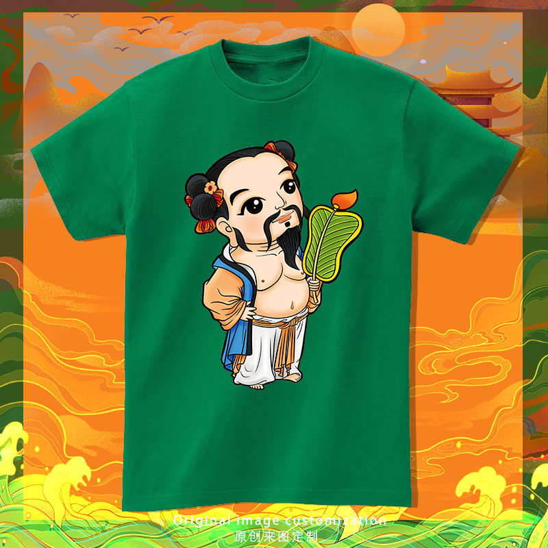 八仙过海卡通钟汉离人物印花t恤夏季纯棉男女款短袖新款原创体恤