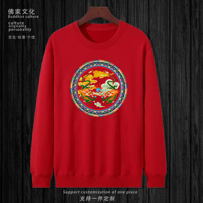 藏式龙图印花卫衣加绒