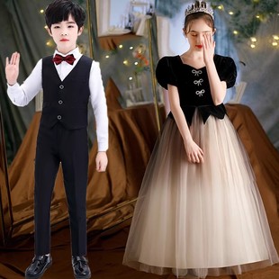 秋冬初中生主持人晚礼服女男孩西服朗诵比赛演出服儿童合唱团毕业