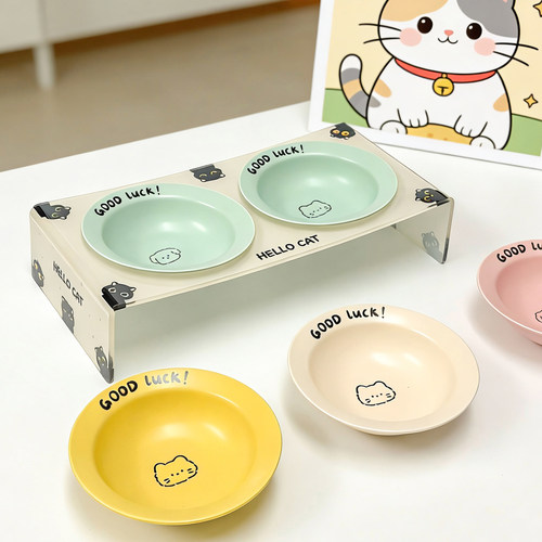 陶瓷宠物碗带架子护颈防黑下巴