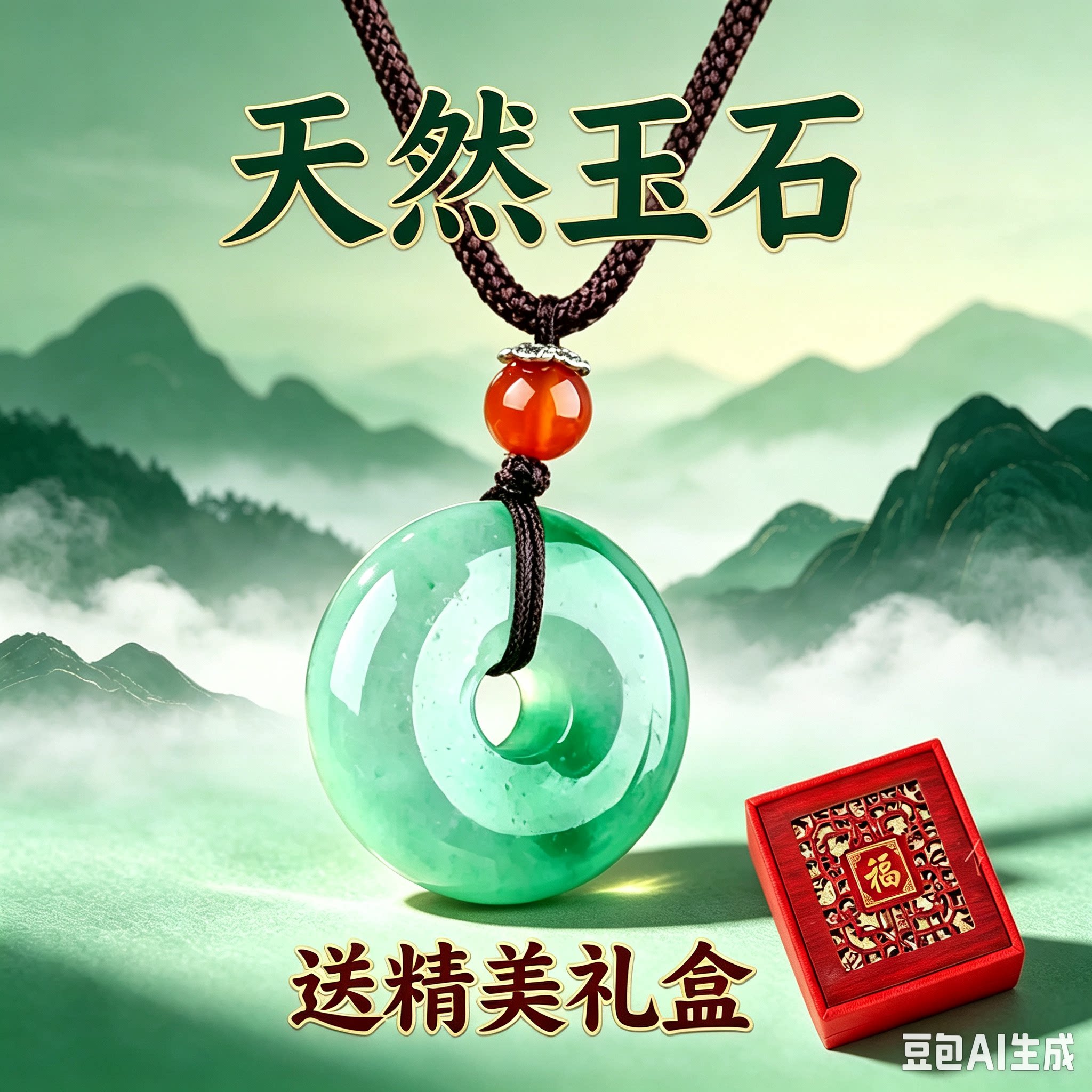 缅甸天然翡翠平安扣吊坠a货原矿玉石项链飘花圆形玉坠观音佛挂坠