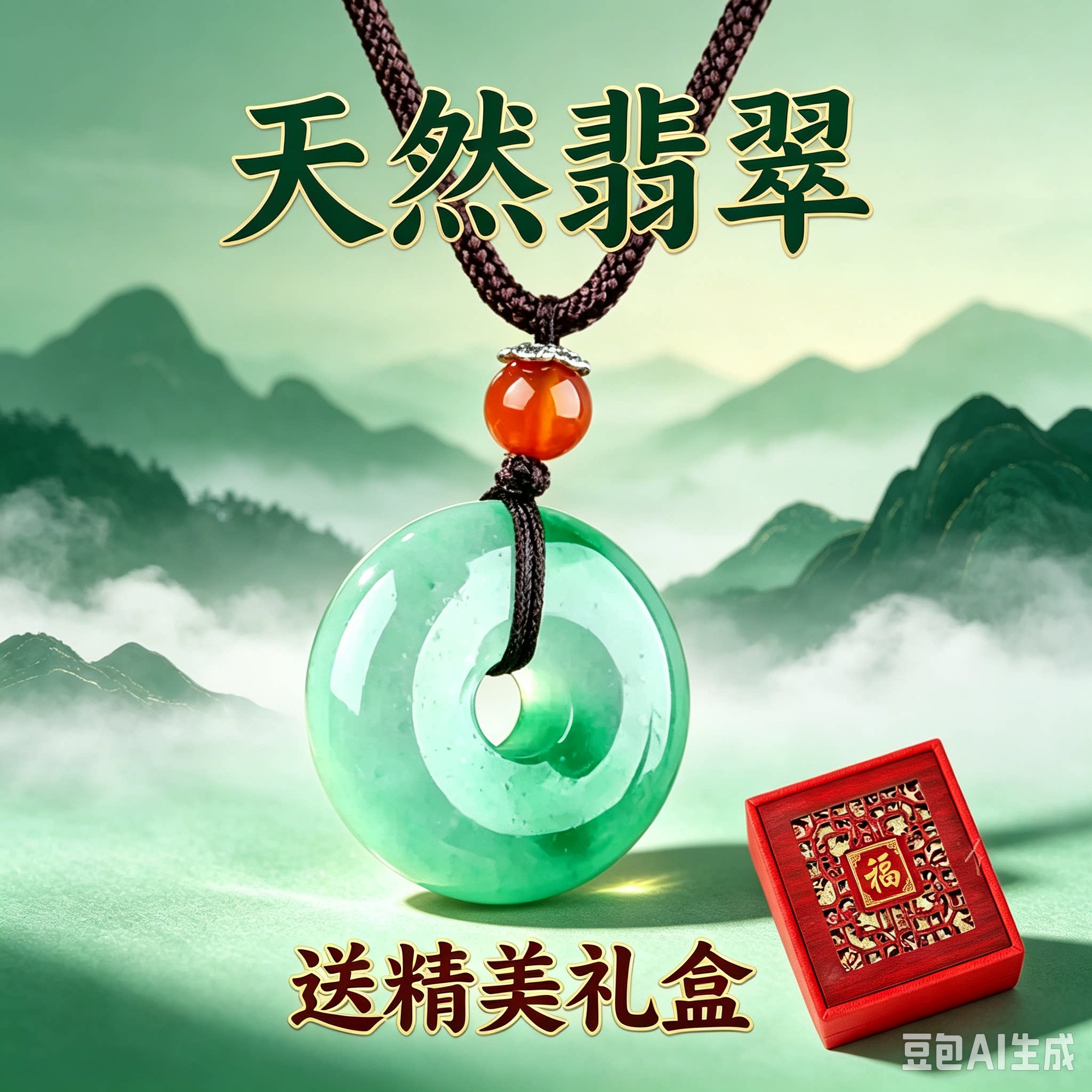 缅甸天然翡翠平安扣吊坠a货原矿玉石项链飘花圆形玉坠观音佛挂坠