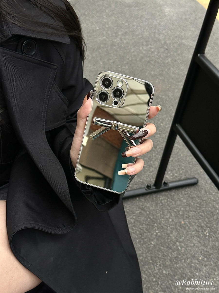 小众ins简约电镀银镜面蝴蝶结适用17苹果15promax手机壳iPhone14全包16新款15pro软13个性防摔保护套12女款,3C数码配件,手机保护套/壳,淘宝优惠券,粉丝福利购,淘宝优惠卷
