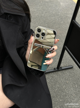 小众ins简约电镀银镜面蝴蝶结适用17苹果15promax手机壳iPhone14全包16新款15pro软13个性防摔保护套12女款