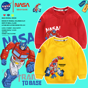 NASA联名变形金刚男童卫衣秋冬2025新款中大童儿童擎天柱上衣套装