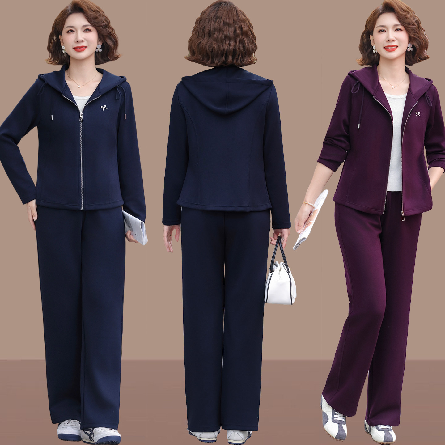 中年妈妈女装春装运动套装女士长袖春秋外套中老年女装休闲两件套