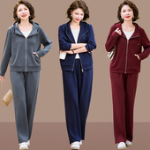 妈妈秋装 新款 上衣休闲两件套中年女士秋季 时尚 运动套装 中老年女装