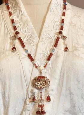 相思 清风与酒原创国风新中式结婚古风汉服流红色璎珞流苏背云