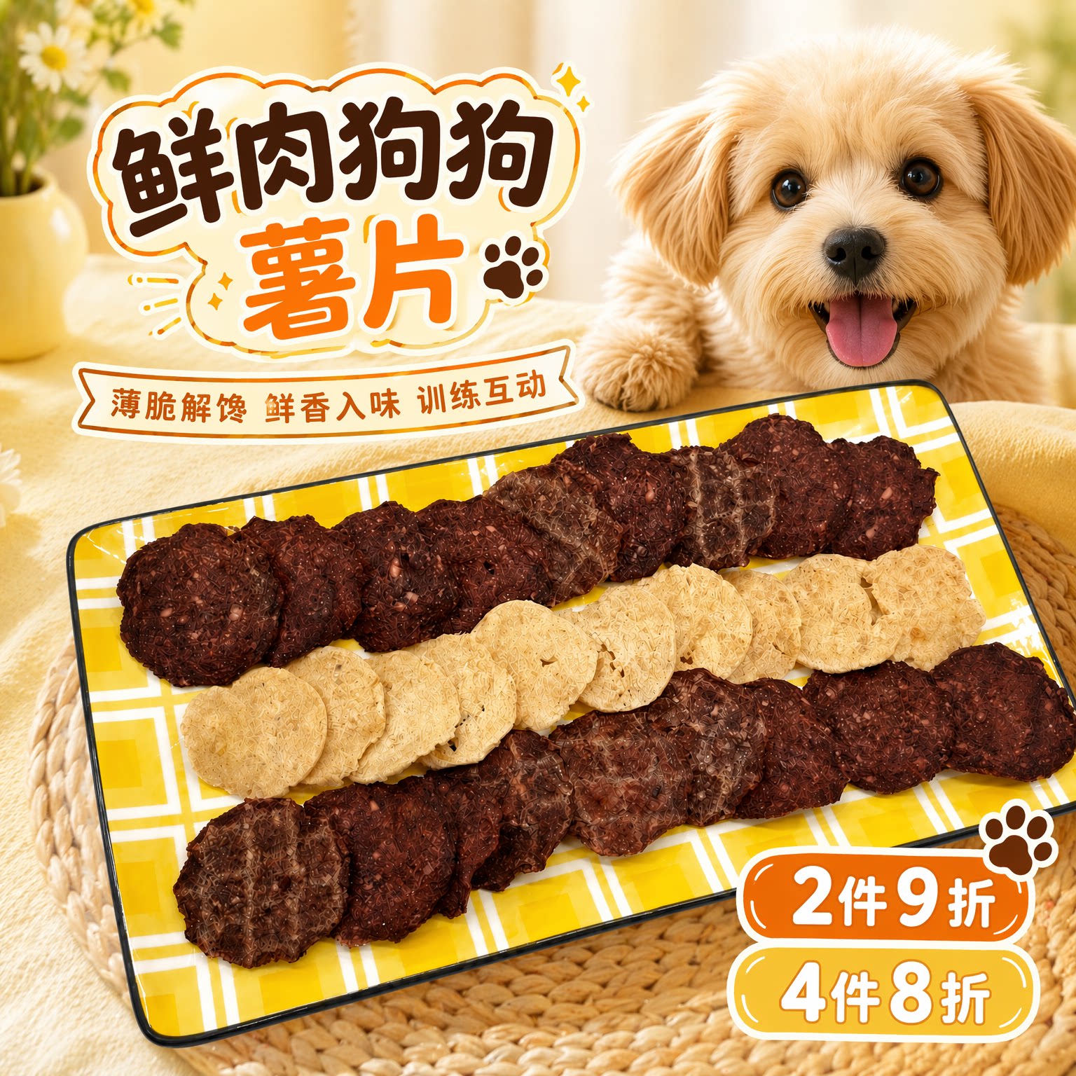 克鲁西亚宠物狗狗零食薯片磨牙奖励零食全犬通用牛肉鸡肉味狗零食