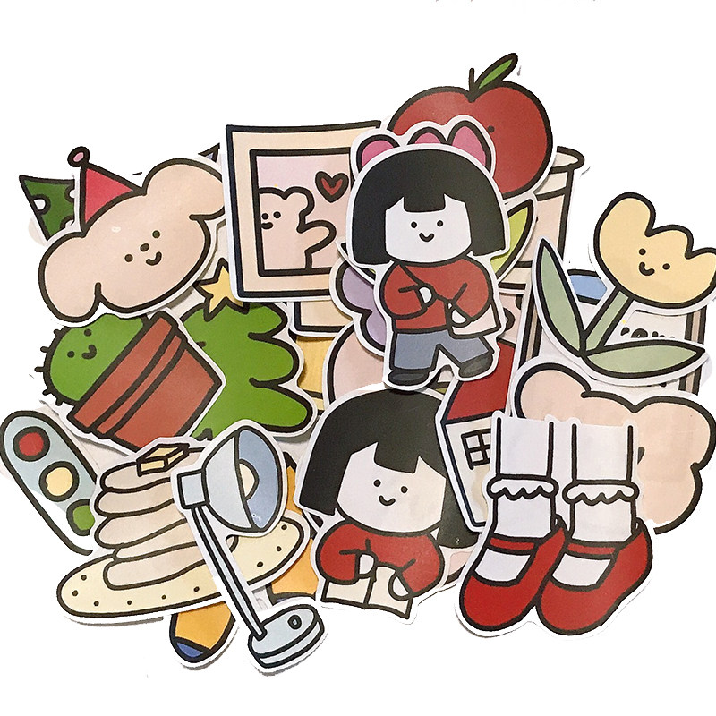 魔女家手帐贴纸软糖风小女孩日常生活快乐的一天手抄报日记本贴画