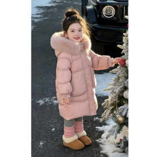 中长款棉服女童2026秋冬季新款儿童洋气棉衣女孩加厚过膝长款外套