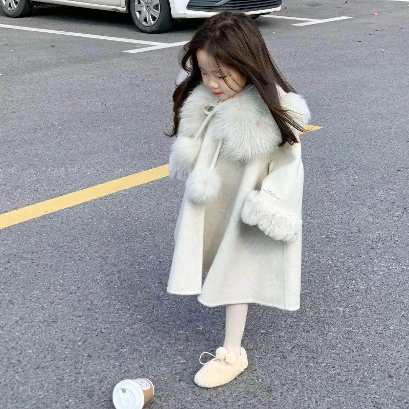 现货童装女童毛呢外套中长款秋冬装新款女宝宝加厚保暖狐狸毛大衣,童装/婴儿装/亲子装,呢大衣,淘宝优惠券,粉丝福利购,淘宝优惠卷