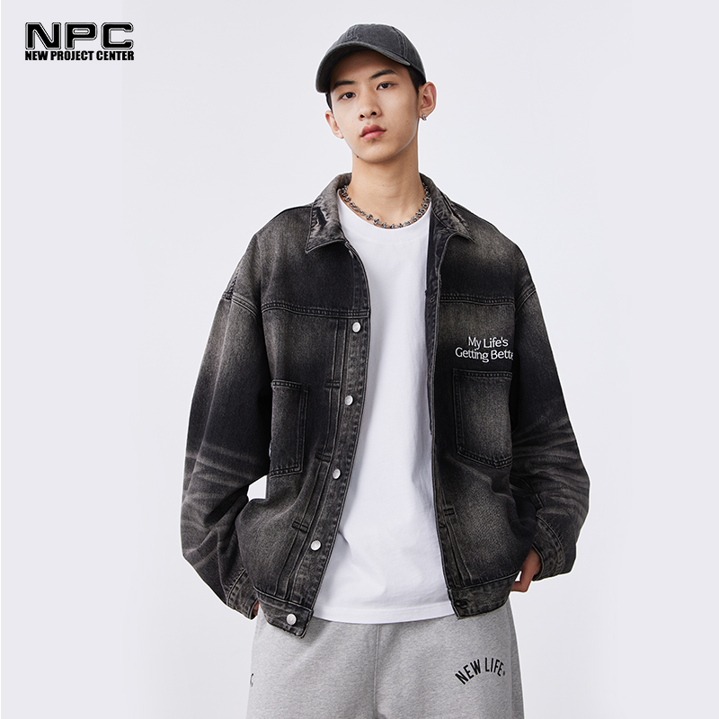 NPC潮牌李晨nic翻领春秋牛仔夹克