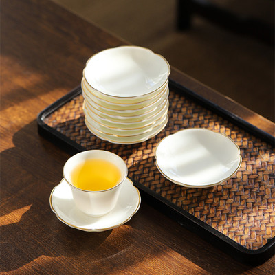 高端羊脂玉瓷茶杯托杯垫